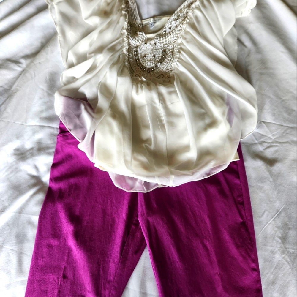 White flowy top